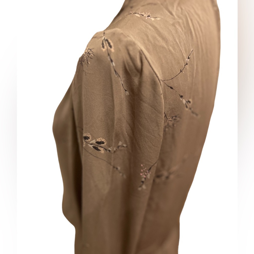 Artiza Babaton Bennett silk shirt dress floral Taupe tie waist size medium - Picture 3 of 11